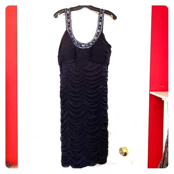 Xscape Dresses & Skirts - Xscape Navy Blue Formal Beaded Dress 14W